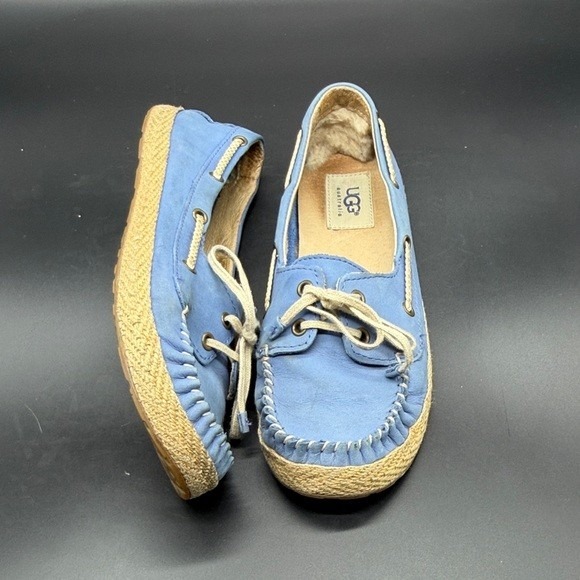 UGG Australia Women's Blue Suede Espadrille Boat Shoes Moccasins Size 7 - Picture 3 of 6